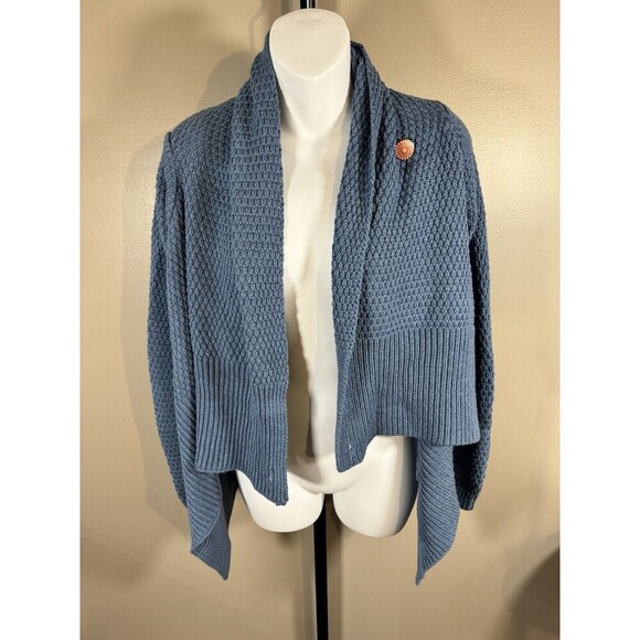 Matilda Jane Envision This Wrap sweater sz Large S Top Blue Chunky knit Cardigan - Picture 1 of 7